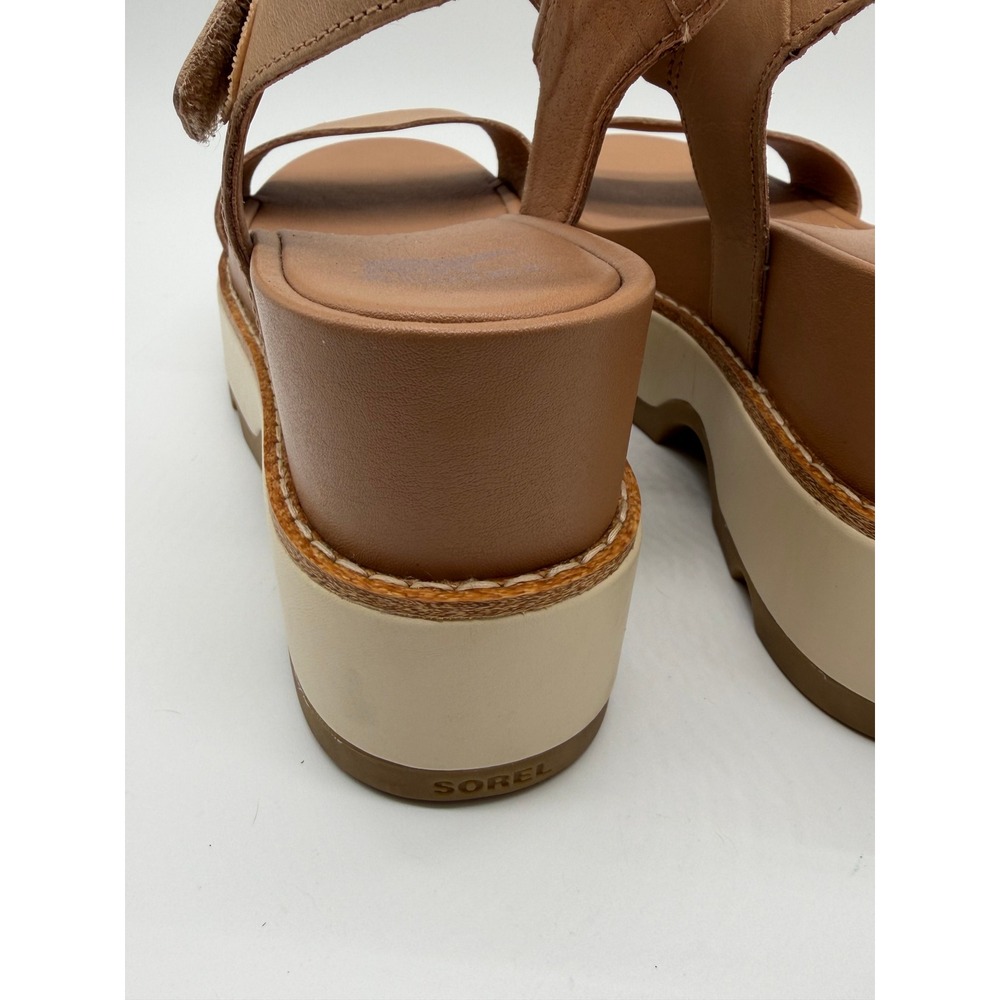 Sorel Joanie Y Strap Wedge Sandals Women 8 Tan Brown Leather Platform - Picture 8 of 10